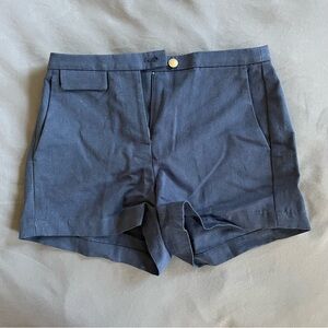 J. Crew 3" suit short in textured linen blend, navy blue NWOT